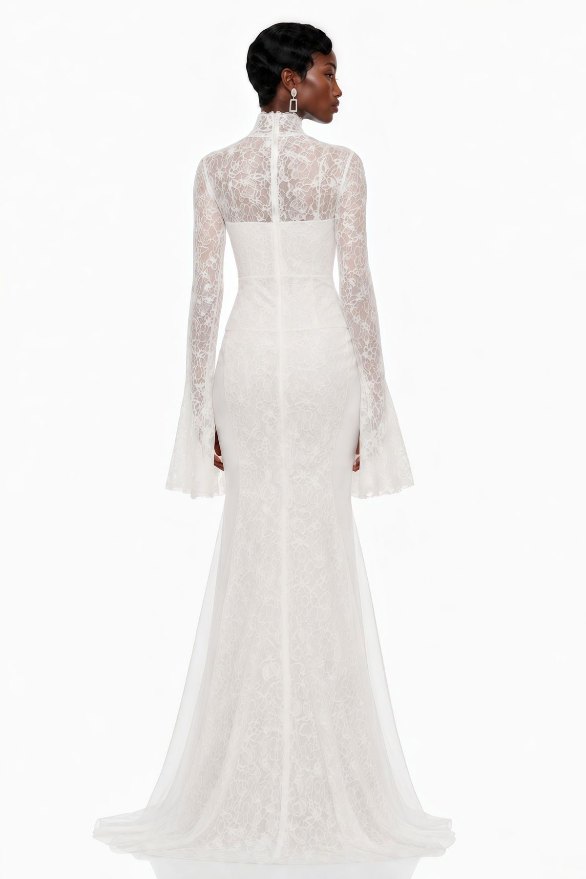 Malgorzata White Cut-Out Maxi Dress with Train