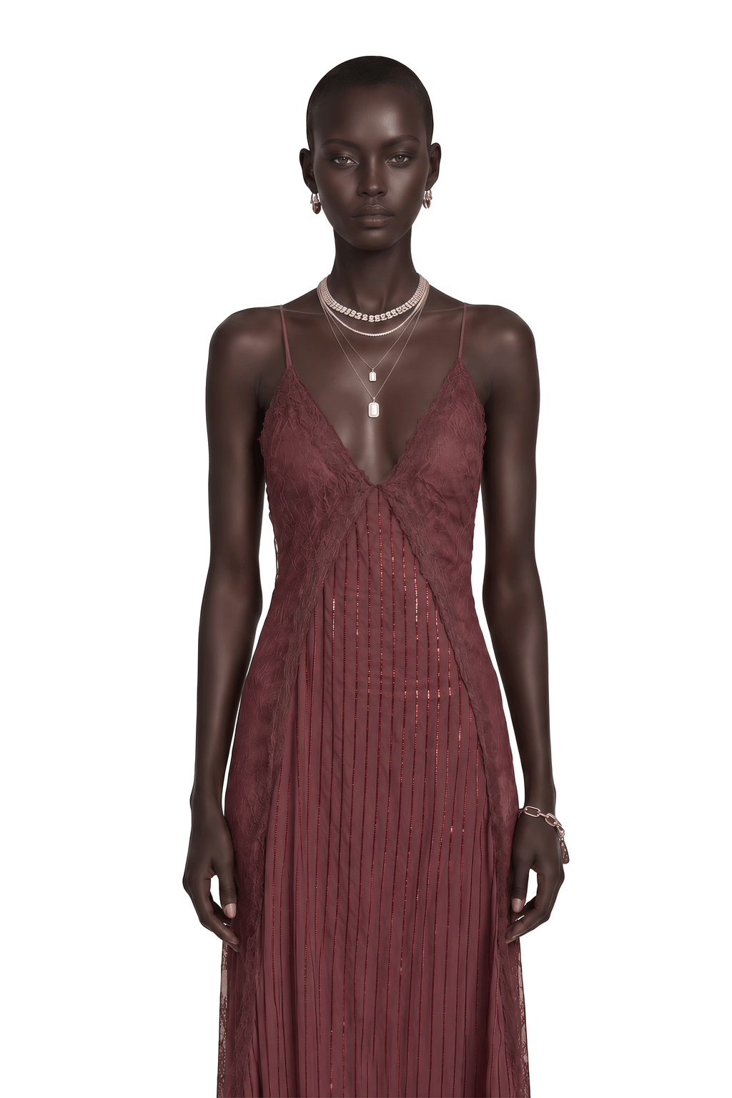 Marceline Chocolate Brown Ruffled Lace Maxi Dress
