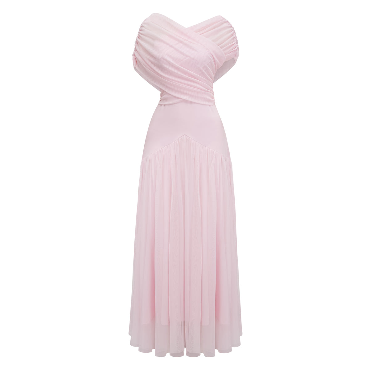 Margaret Pink Short Sleeve Ruched Maxi Dress