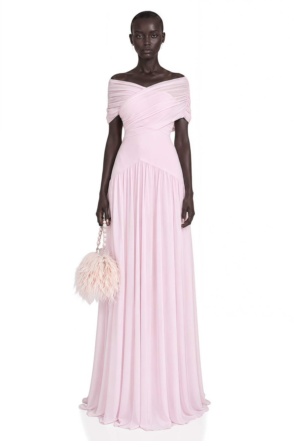 Margaret Pink Short Sleeve Ruched Maxi Dress