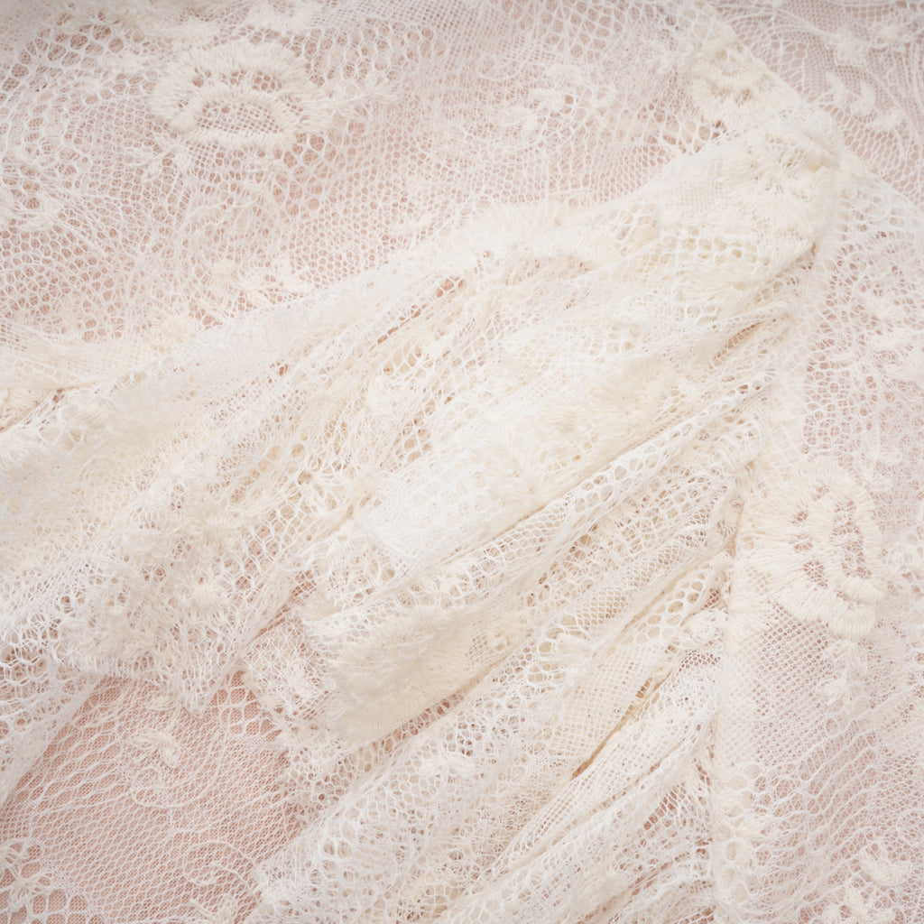 Mariella Ivory Asymmetrical Floral Lace Midi Dress