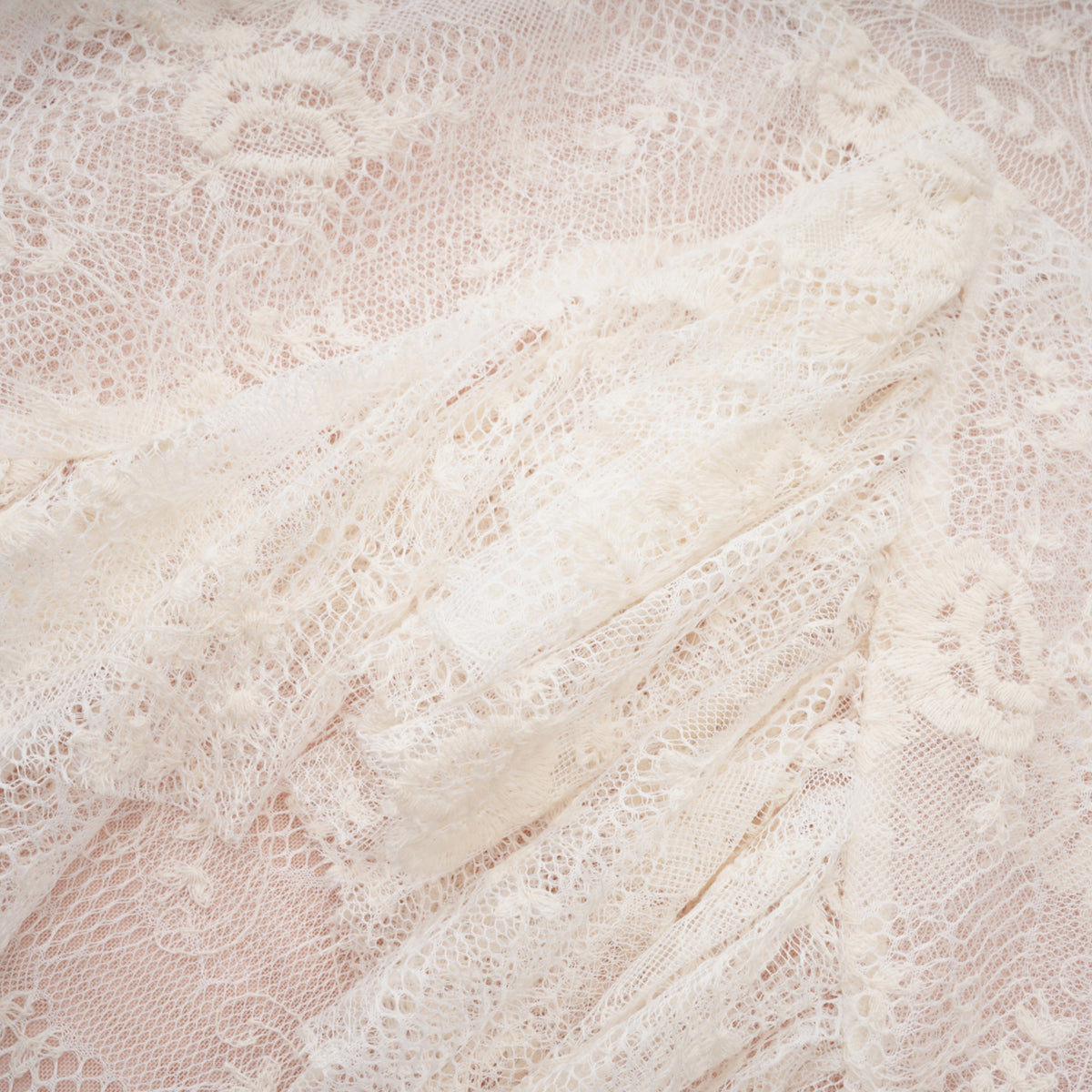 Mariella Ivory Asymmetrical Floral Lace Midi Dress