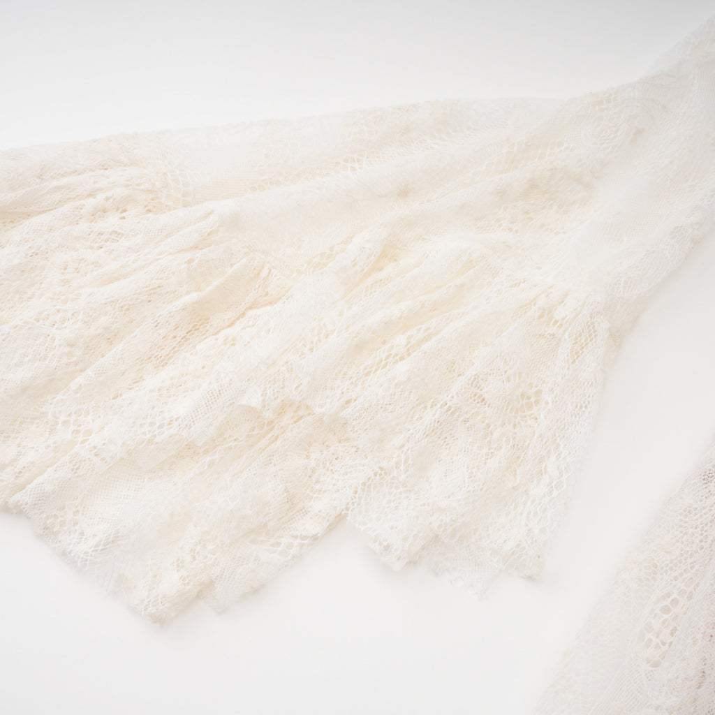 Mariella Ivory Asymmetrical Floral Lace Midi Dress