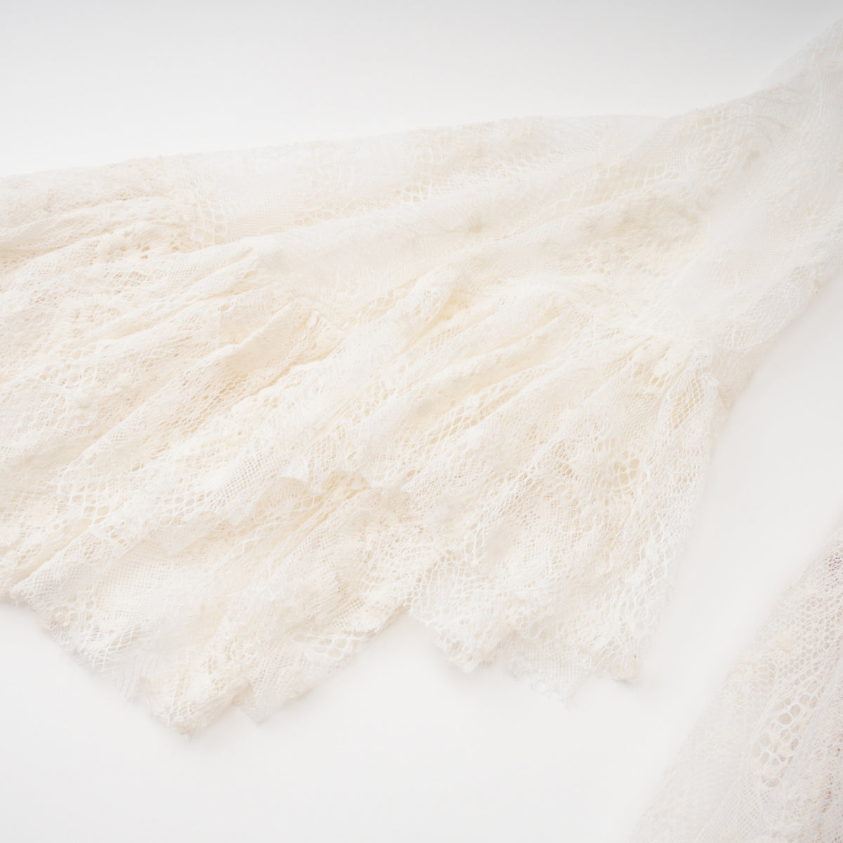 Mariella Ivory Asymmetrical Floral Lace Midi Dress