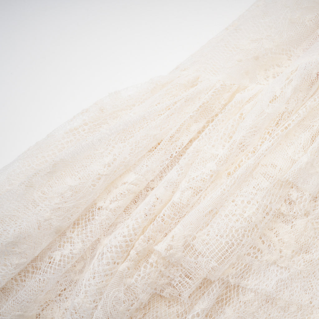Mariella Ivory Asymmetrical Floral Lace Midi Dress