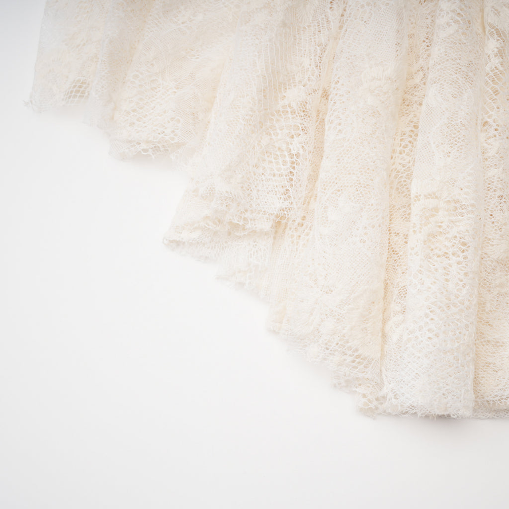 Mariella Ivory Asymmetrical Floral Lace Midi Dress