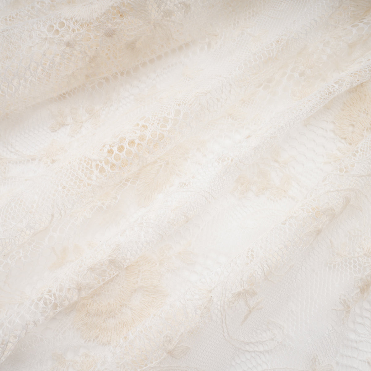 Mariella Ivory Asymmetrical Floral Lace Midi Dress