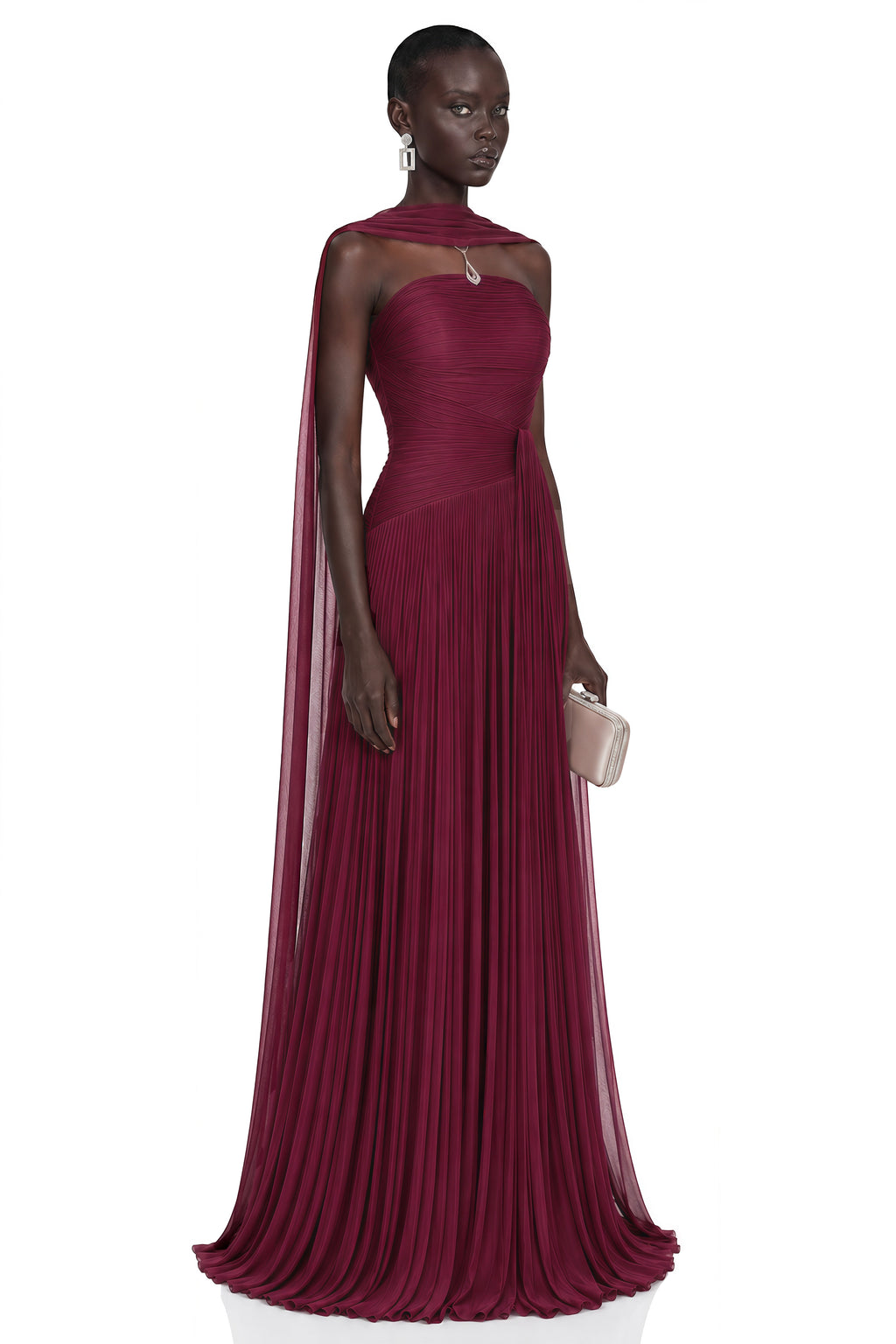 Niamh Red Cross Front Ruched Maxi Dress