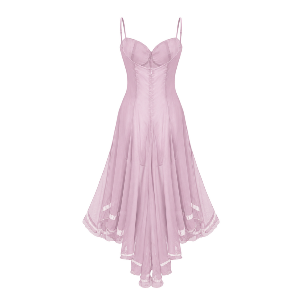 Nuria Pink Asymmetrical Midi Dress