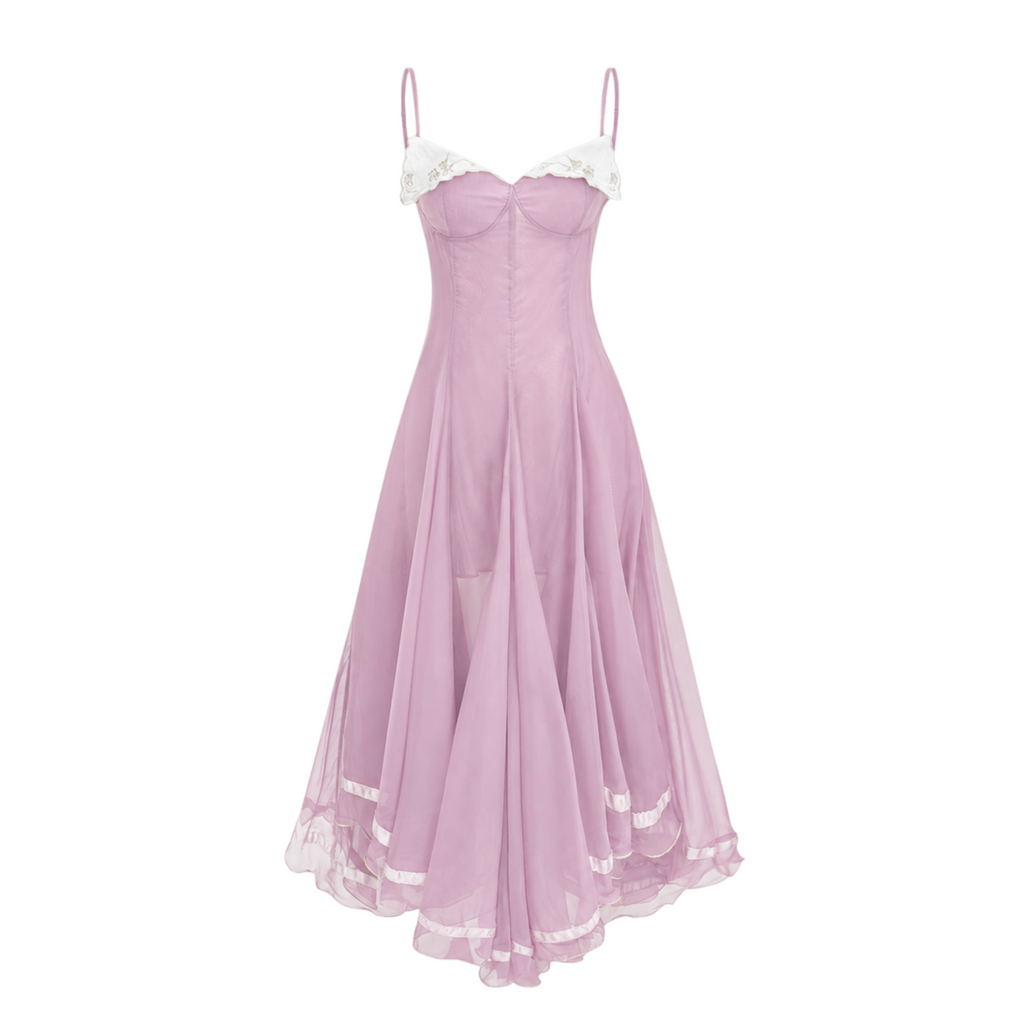 Nuria Pink Asymmetrical Midi Dress