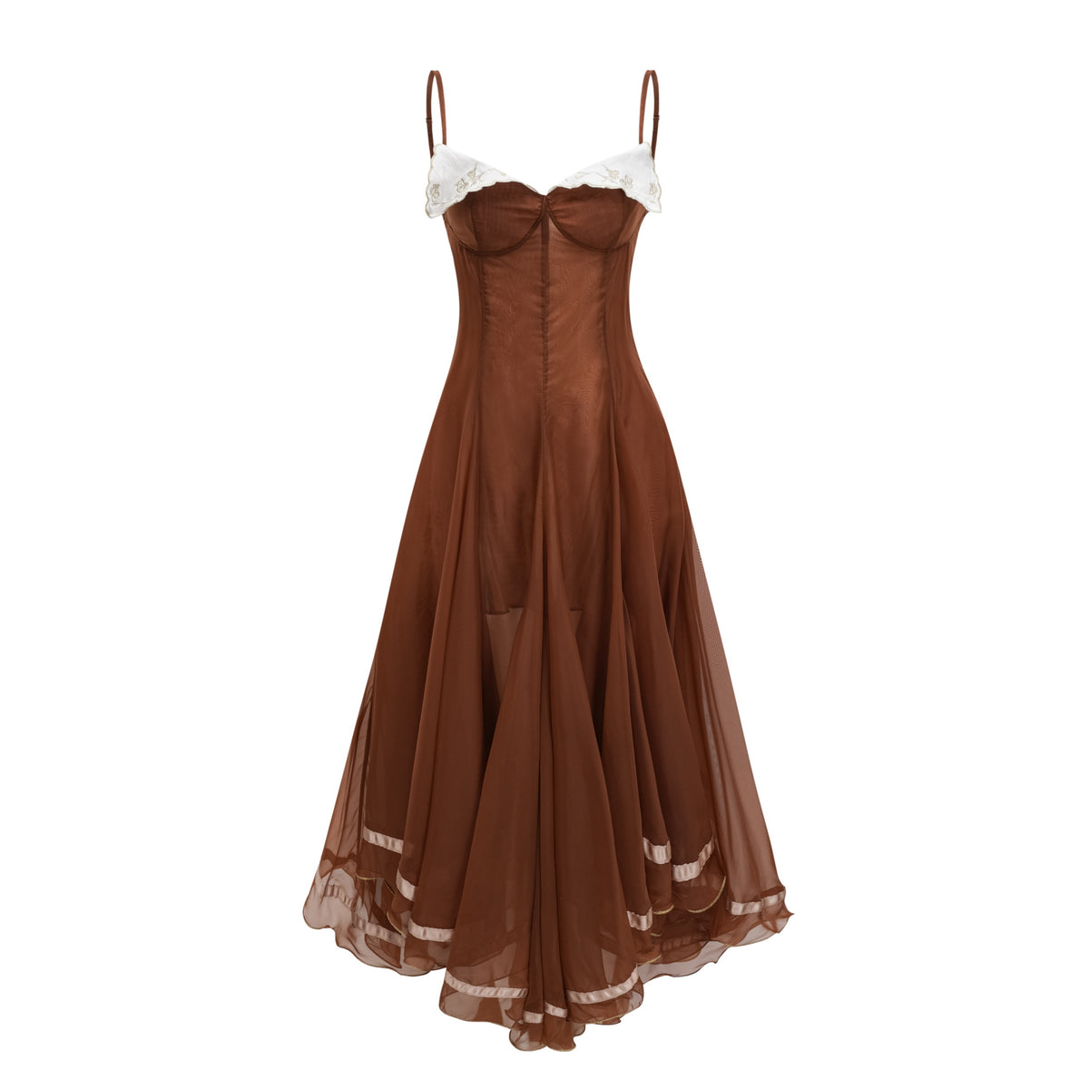 Nuria Rust Brown Asymmetrical Midi Dress