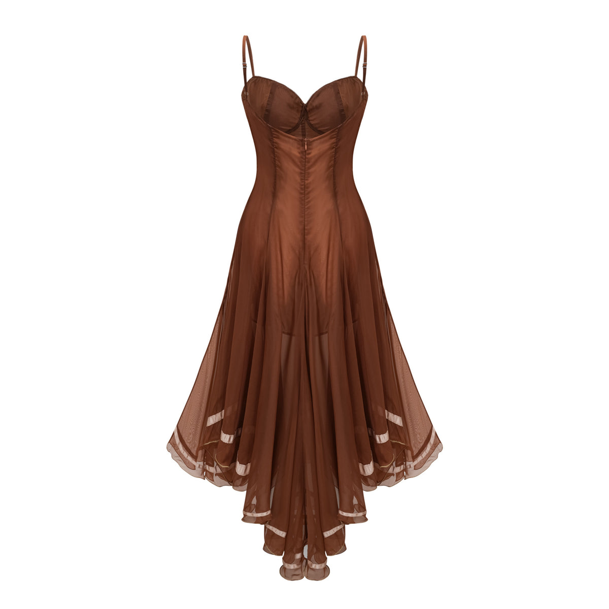 Nuria Rust Brown Asymmetrical Midi Dress