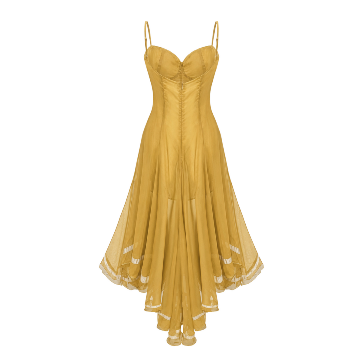 Nuria Yellow Asymmetrical Midi Dress