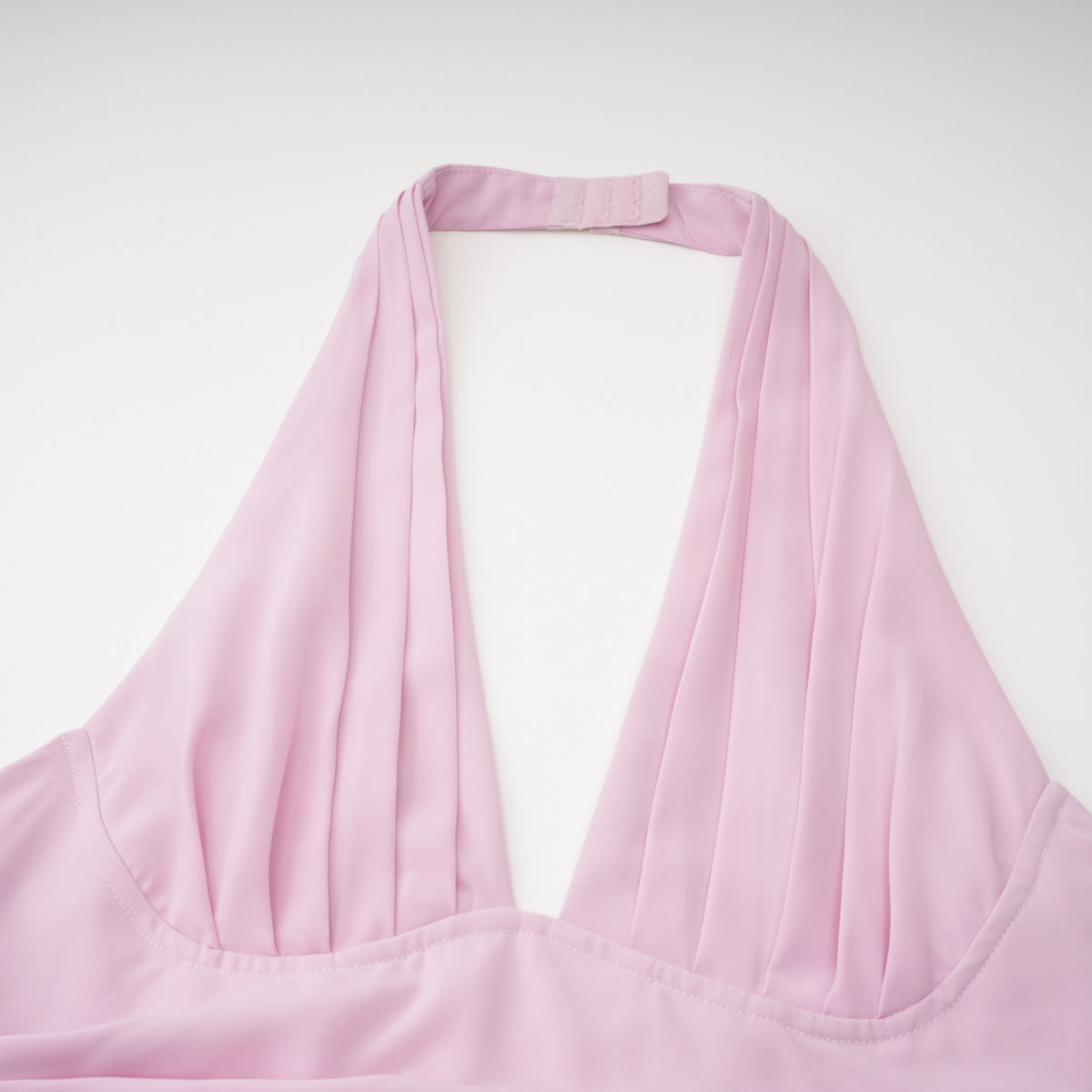 Ombeline Pink Halterneck Ruched Maxi Dress with Slit