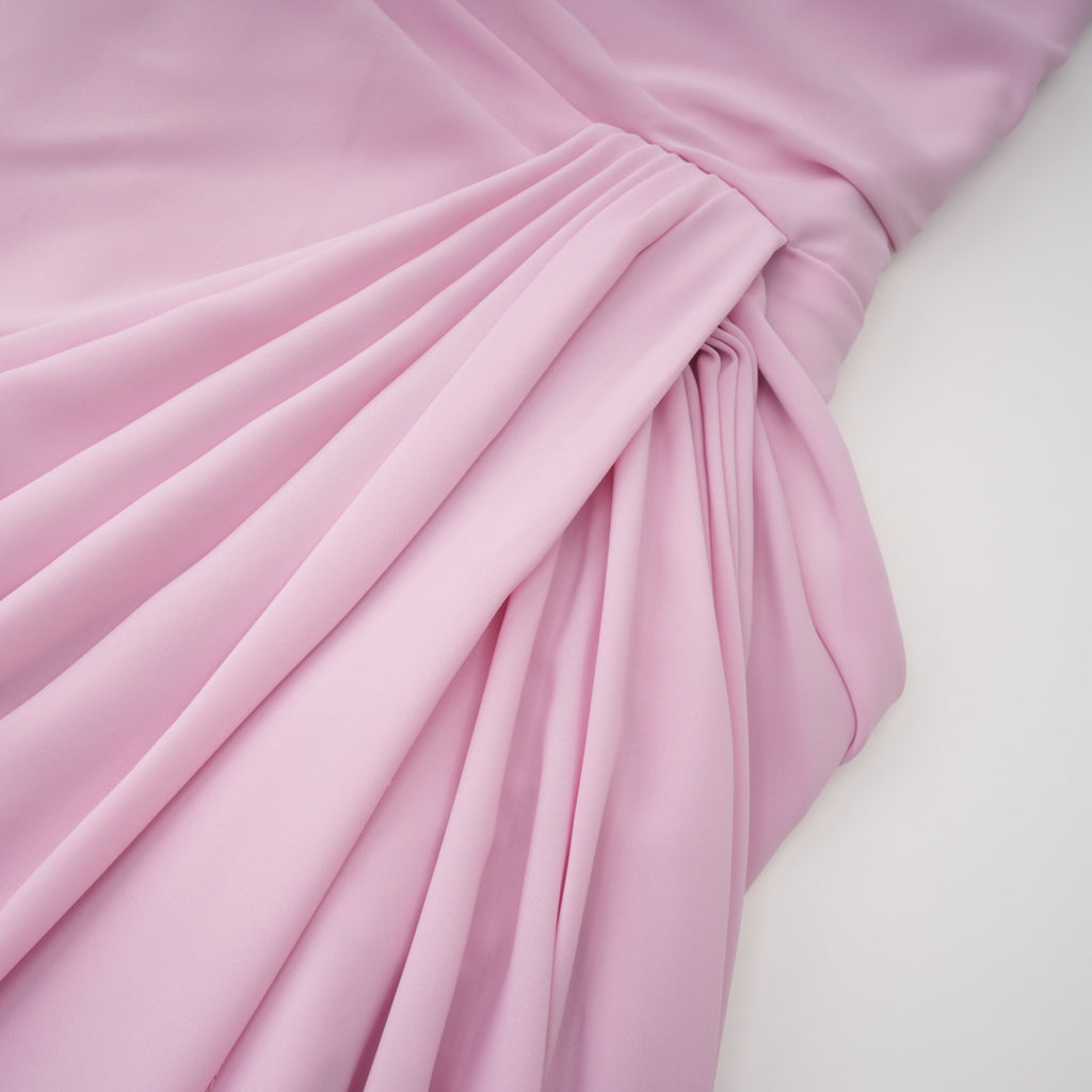 Ombeline Pink Halterneck Ruched Maxi Dress with Slit