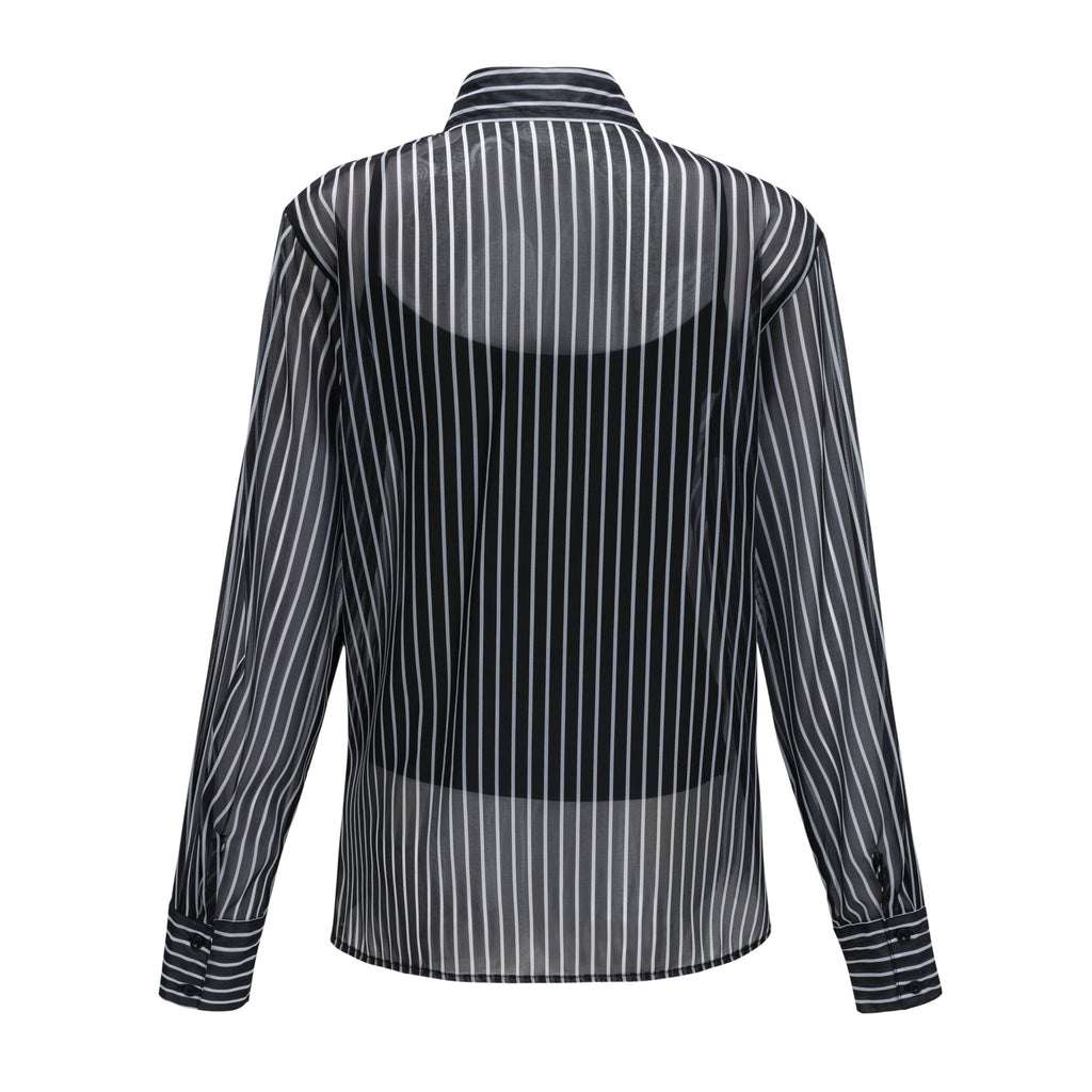 Ozzie Black Horizontal Stripe Blouse & Skirt Set