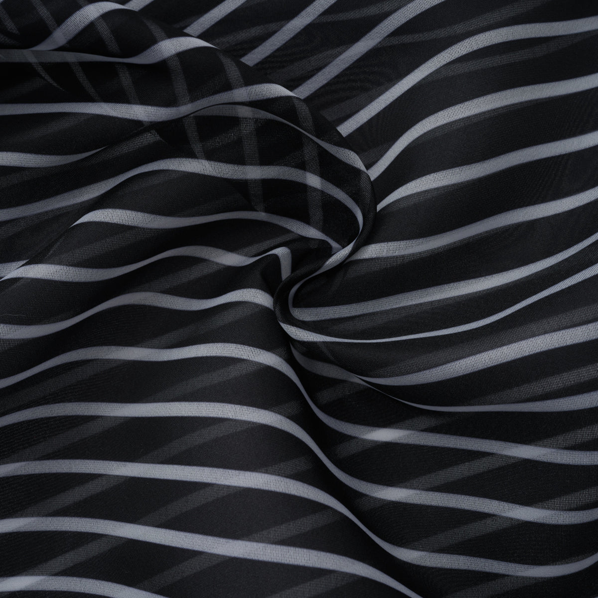 Ozzie Black Horizontal Stripe Blouse & Skirt Set