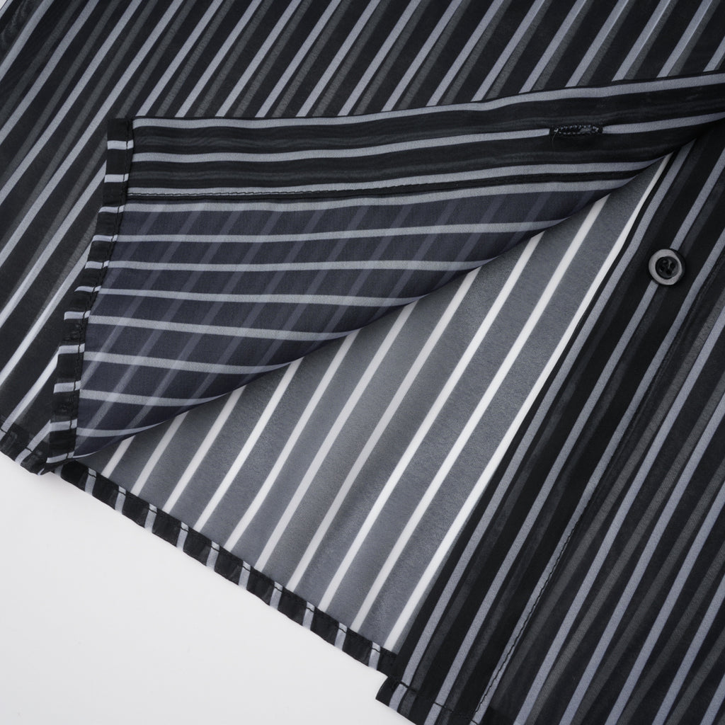 Ozzie Black Horizontal Stripe Blouse & Skirt Set