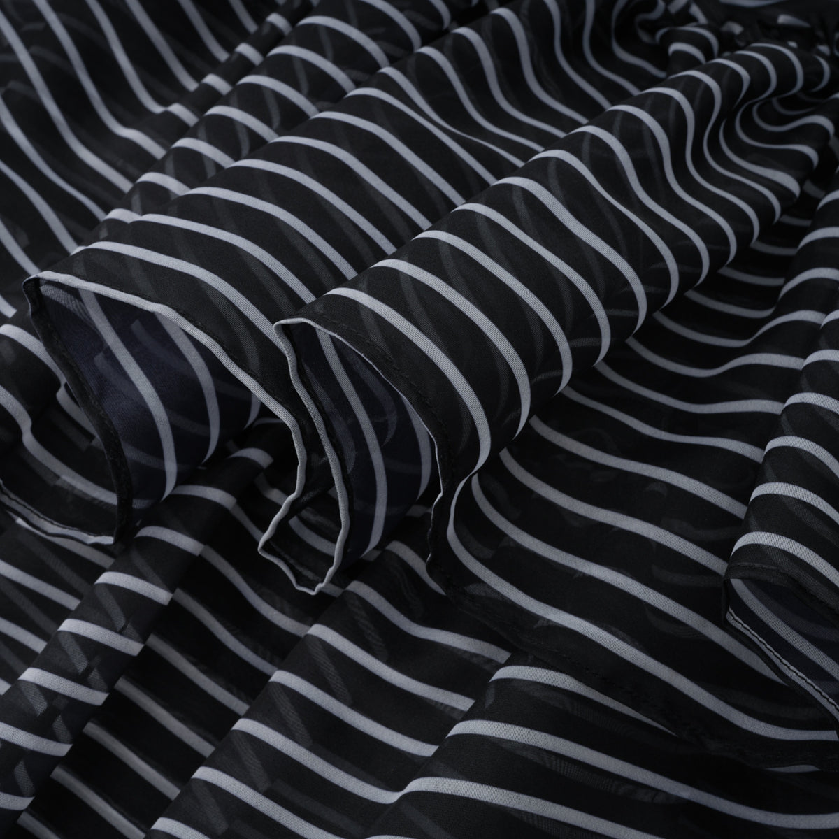 Ozzie Black Horizontal Stripe Blouse & Skirt Set