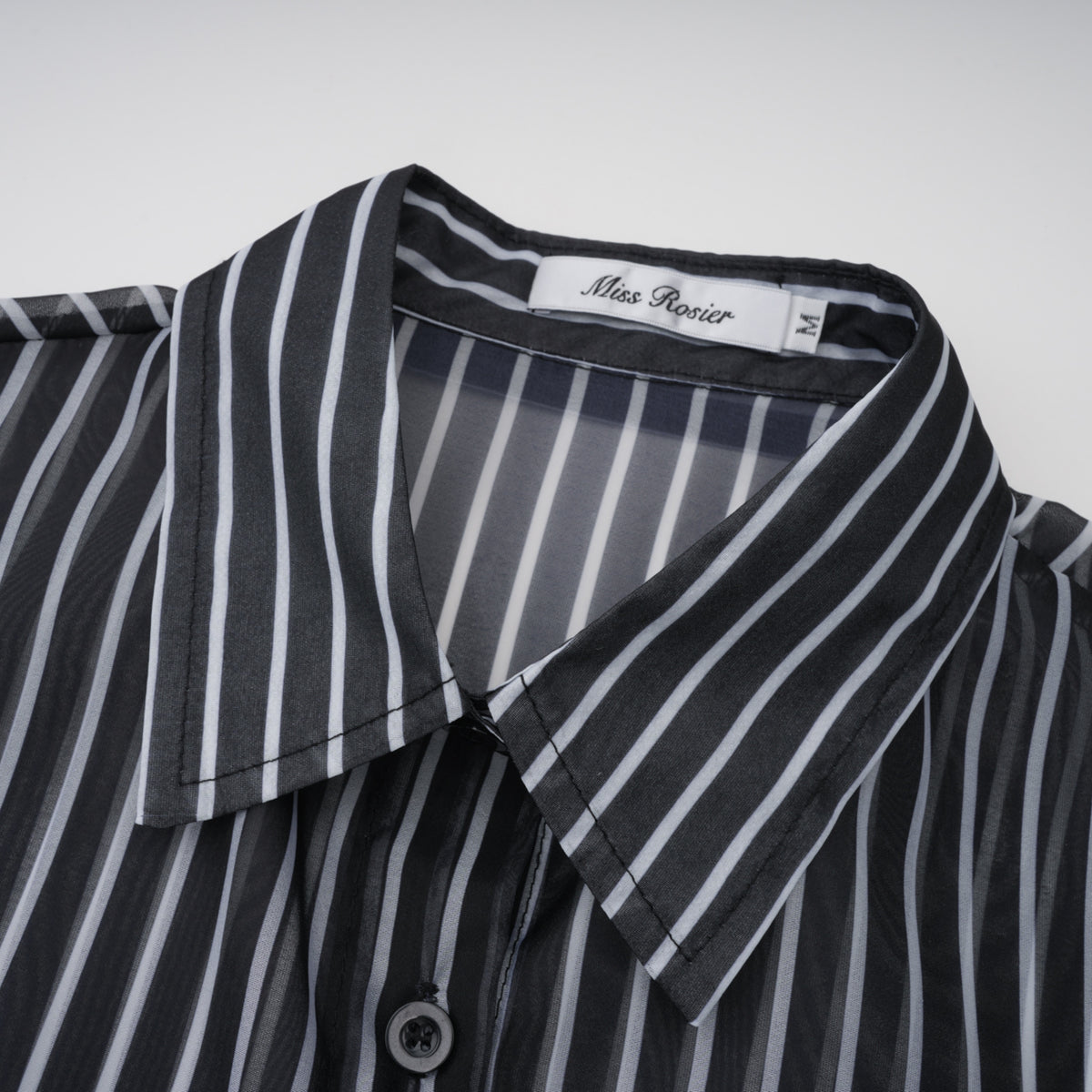 Ozzie Black Horizontal Stripe Blouse & Skirt Set