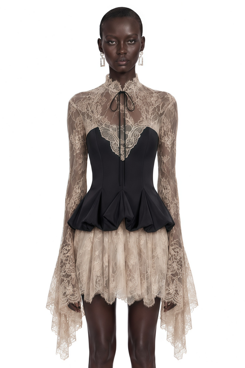 Paulina Neutral Lace Corset Mini Dress