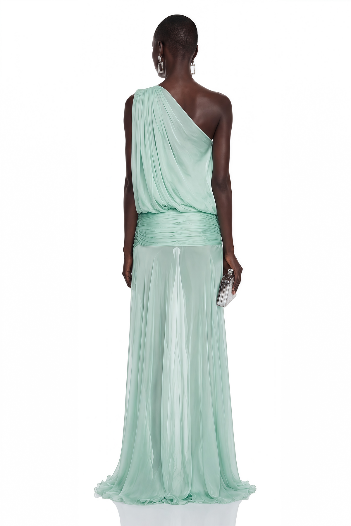 Pippa Green One Shoulder Pleated Maxi Dress