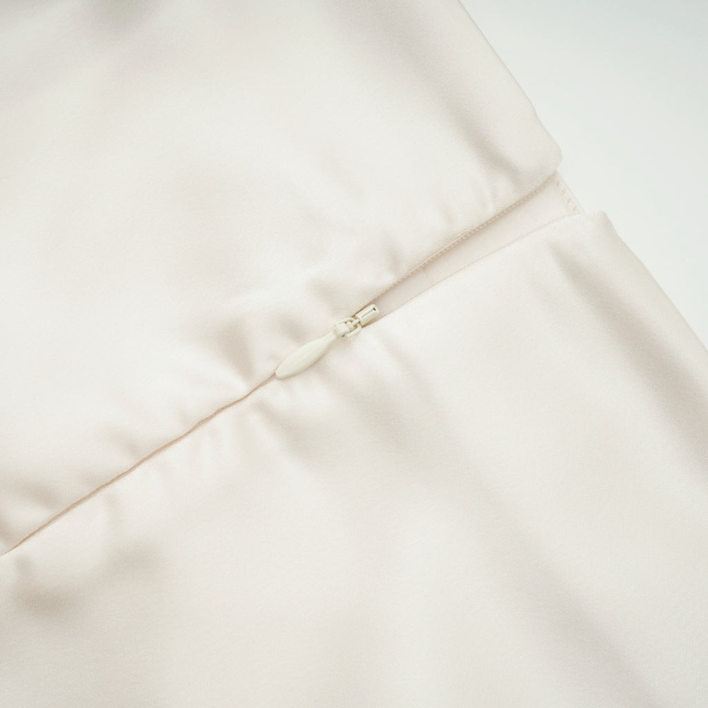 Querubina Ivory Plunge Neck Satin Top & Skirt Set