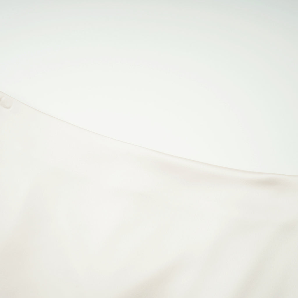 Querubina Ivory Plunge Neck Satin Top & Skirt Set