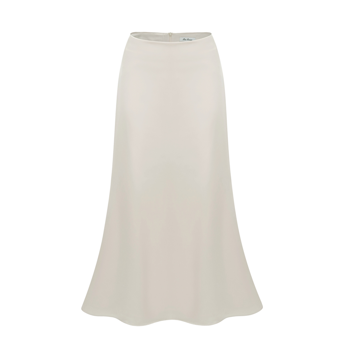 Querubina Ivory Plunge Neck Satin Top & Skirt Set