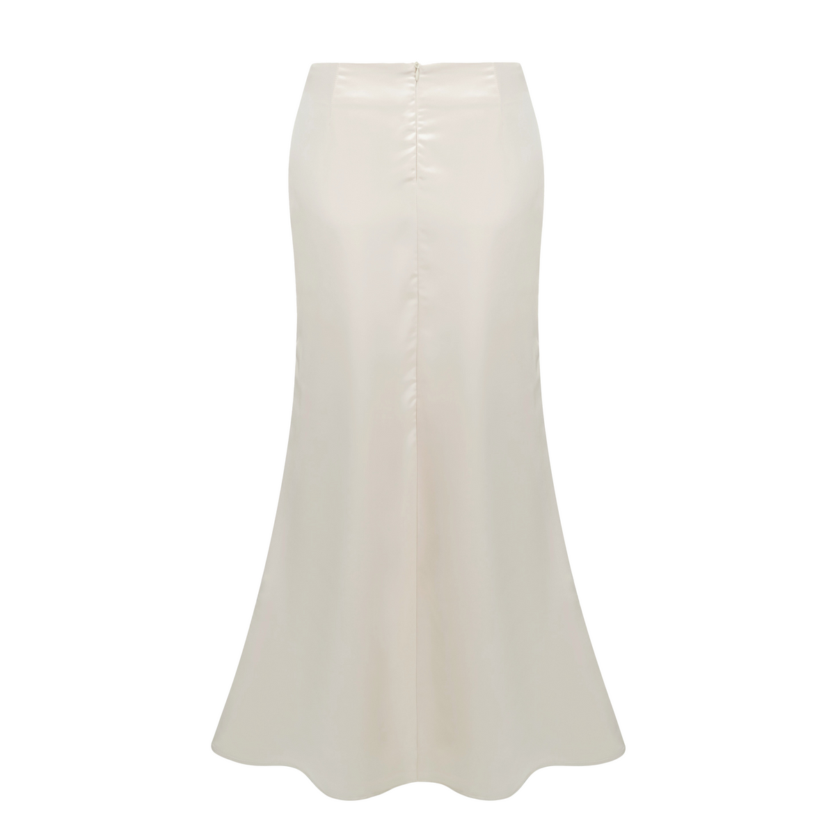 Querubina Ivory Plunge Neck Satin Top & Skirt Set