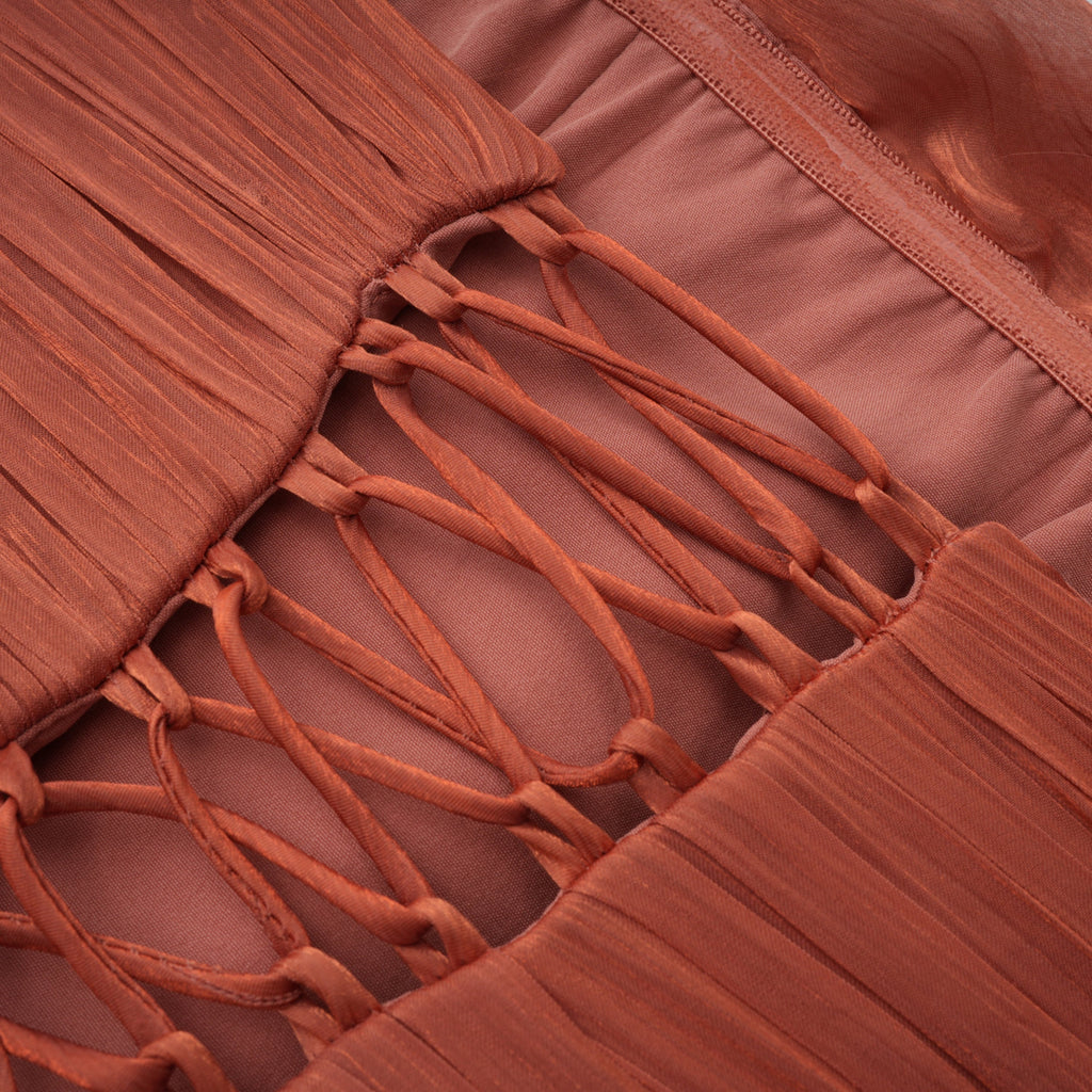 Querubina Pink Asymmetrical Ruched Maxi Dress