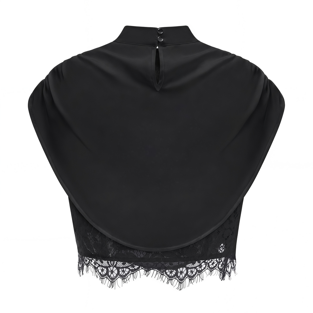 Siosi Black Ruched Top & Skirt Set with Lace Trim