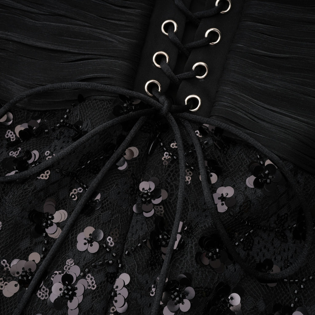 Siphokazi Black Halterneck Embellished Corset Maxi Gown