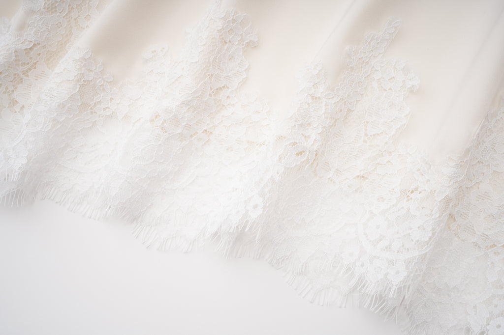 Sophia White One Shoulder Top & Skirt Set with Lace Trim