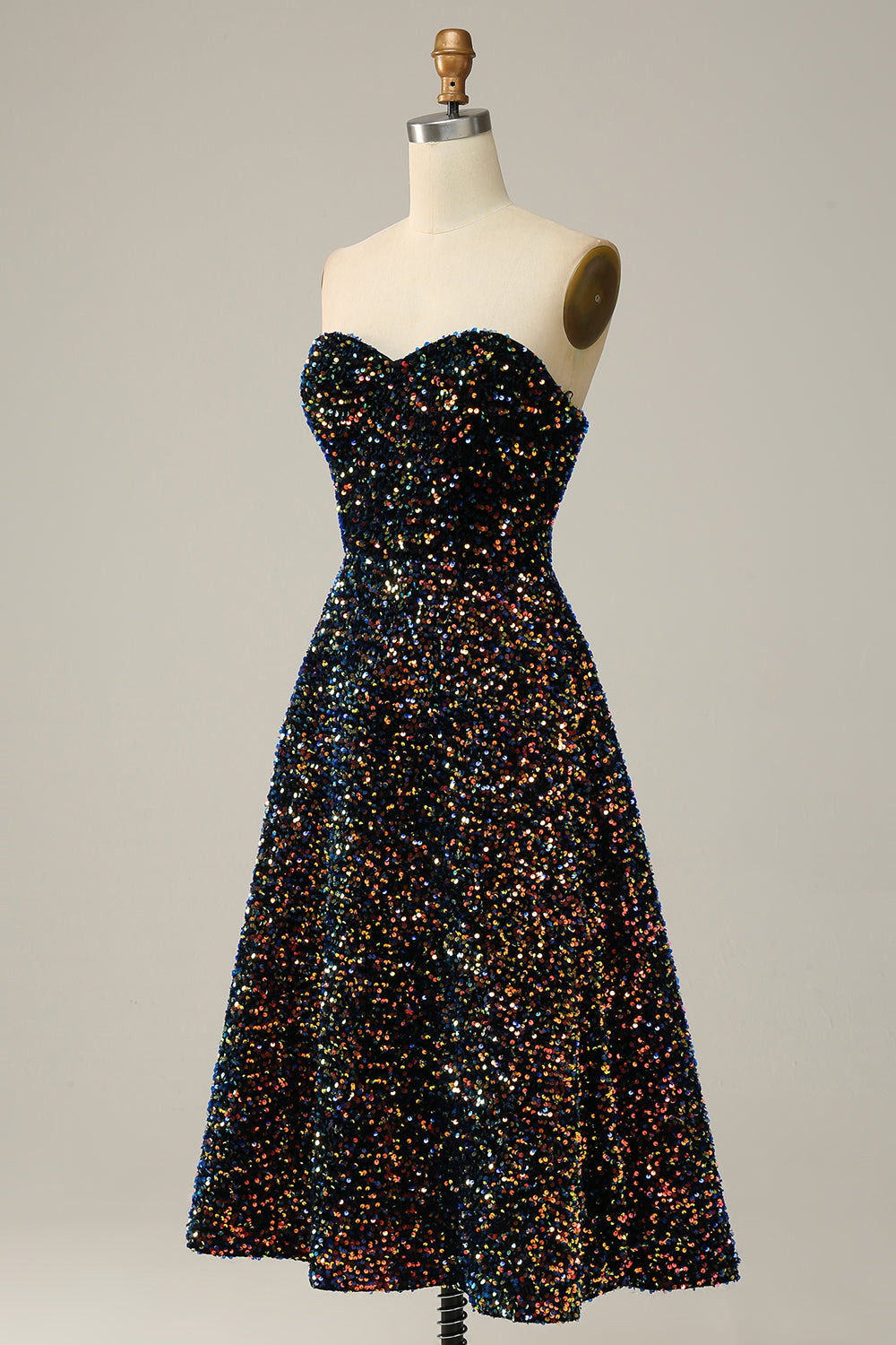 Sparkly Sequins Sweetheart Black Short Prom Dress