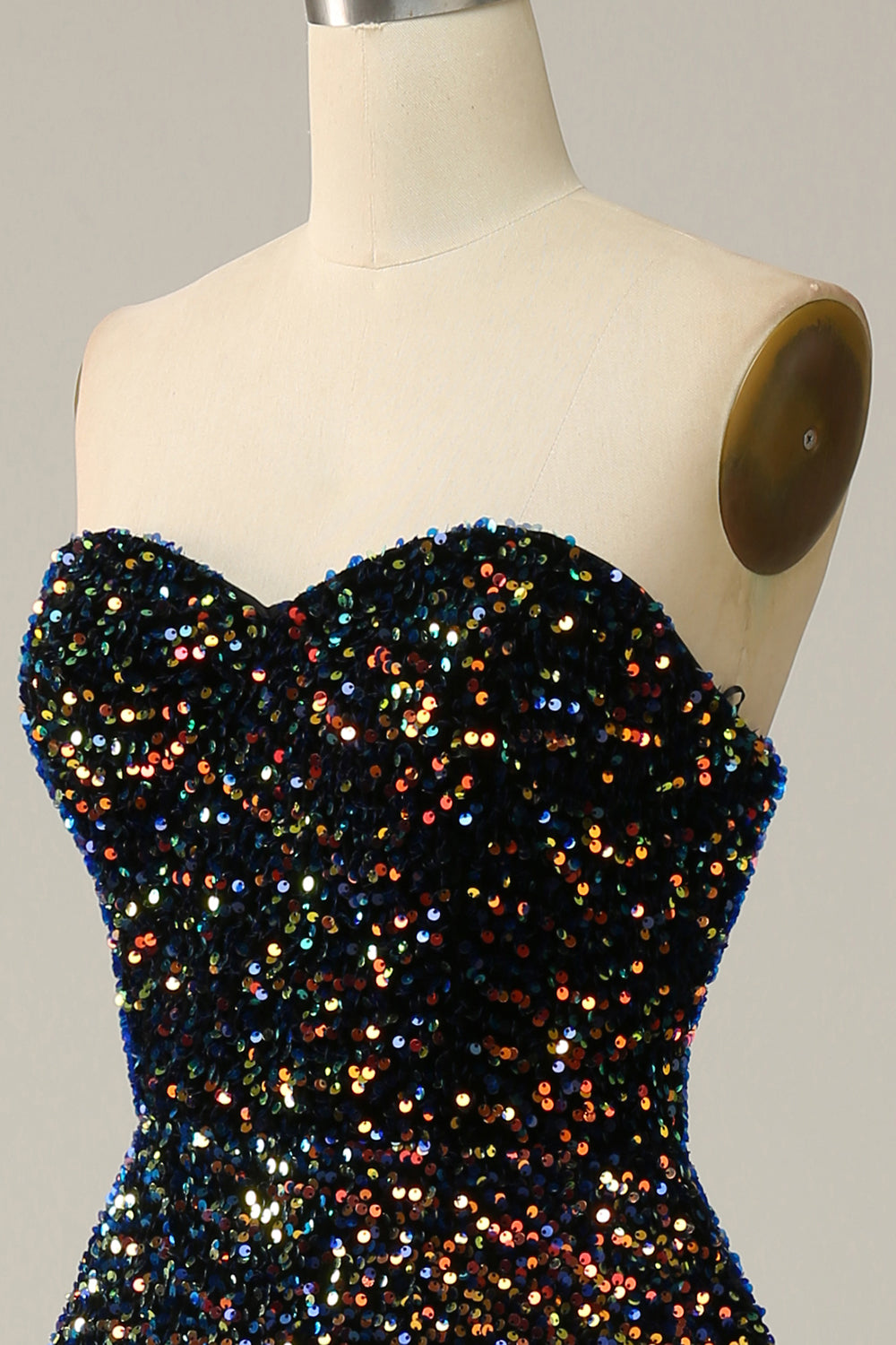Sparkly Sequins Sweetheart Black Short Prom Dress