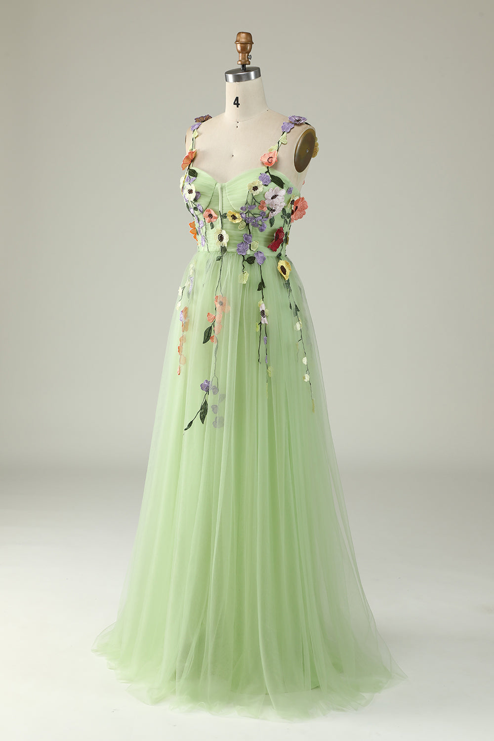Flower A-Line Purple Prom Dress