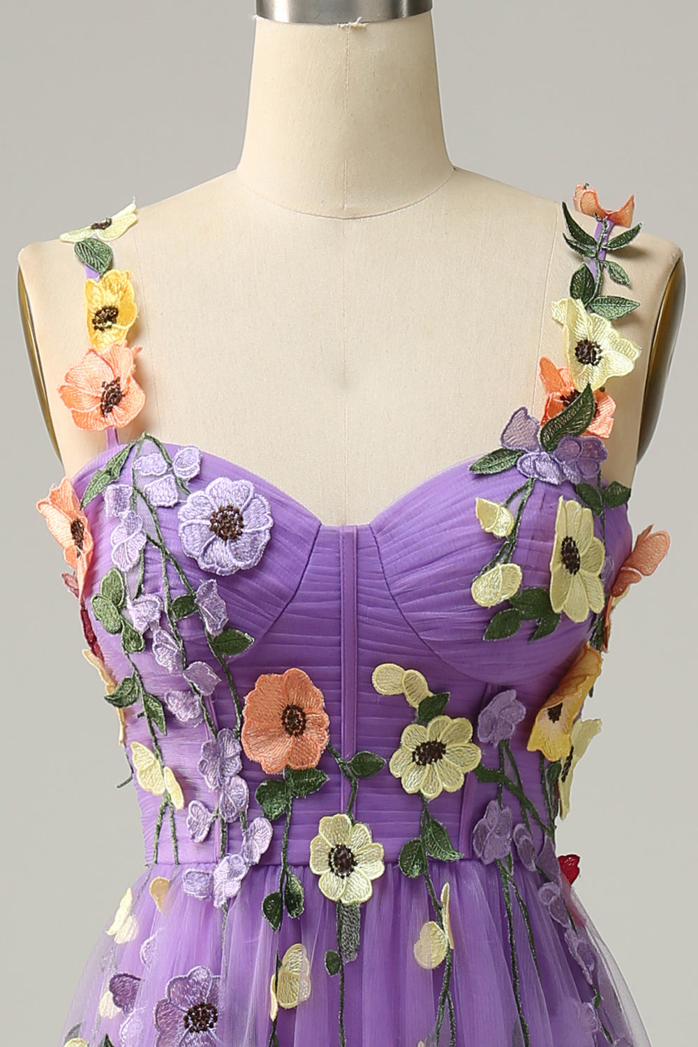Flower A-Line Green Prom Dress