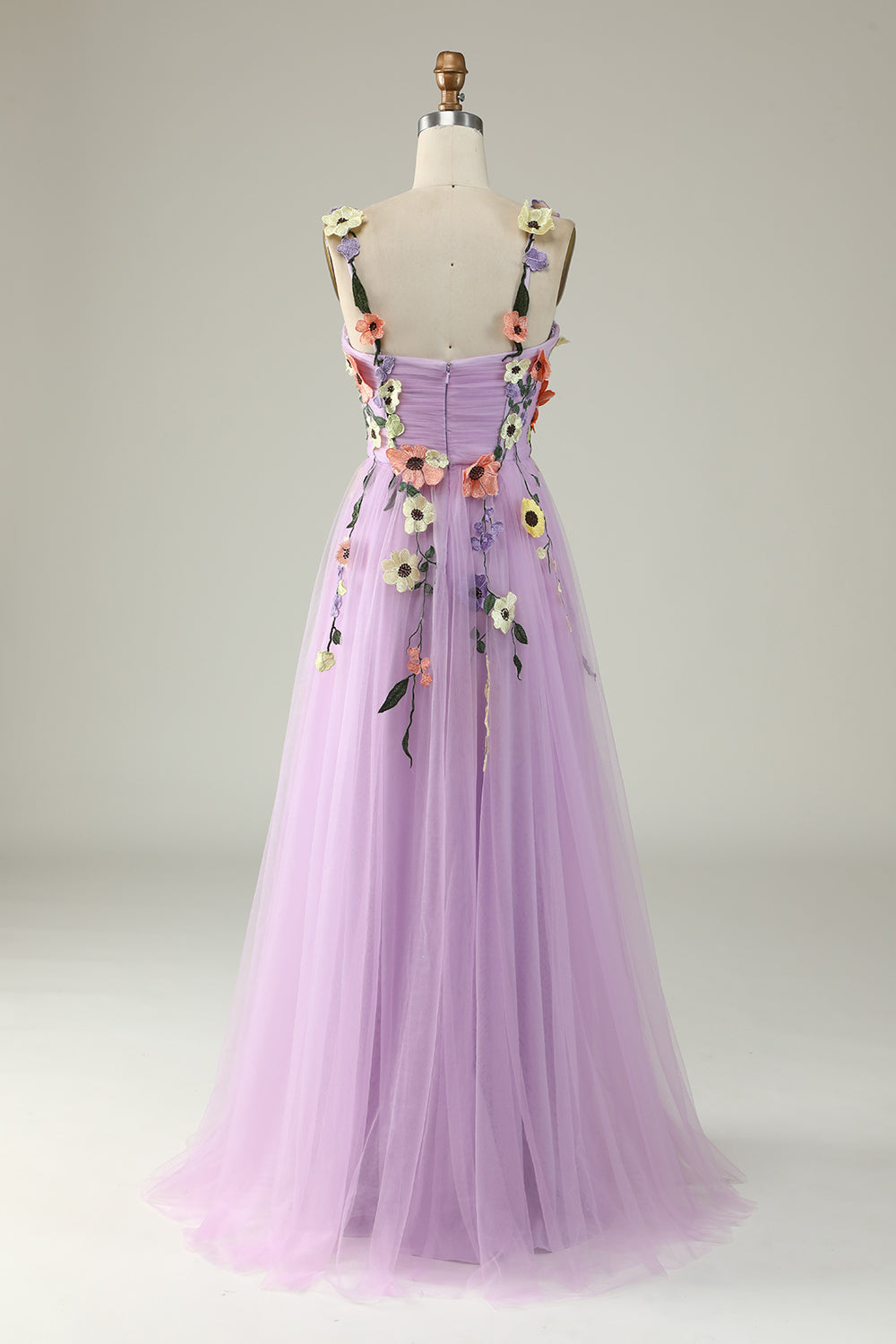 Flower A-Line Green Prom Dress