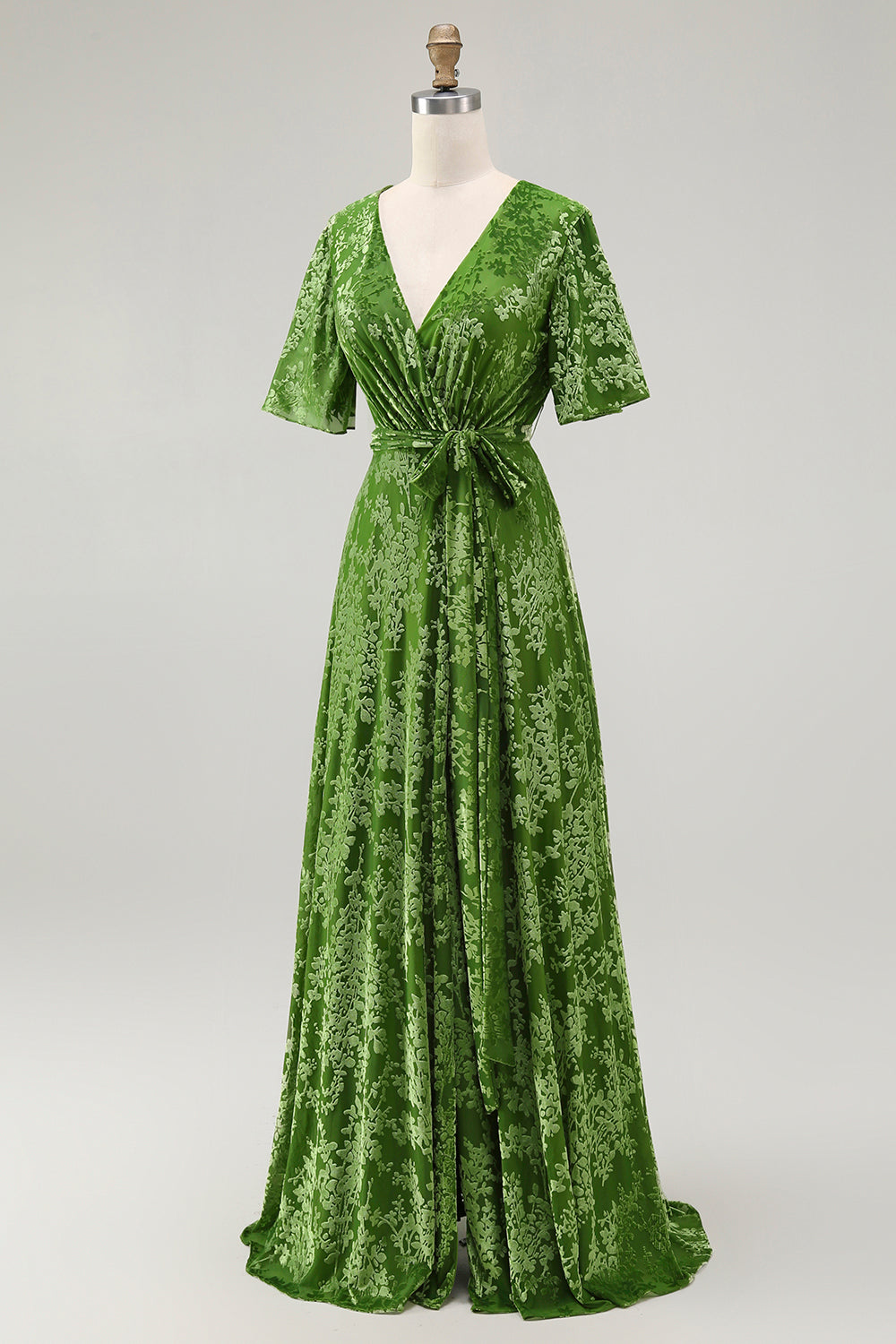 Burnout Velvet Dark Green Mother of Bride Dress
