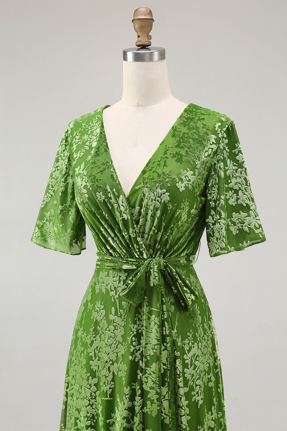 Burnout Velvet Dark Green Mother of Bride Dress