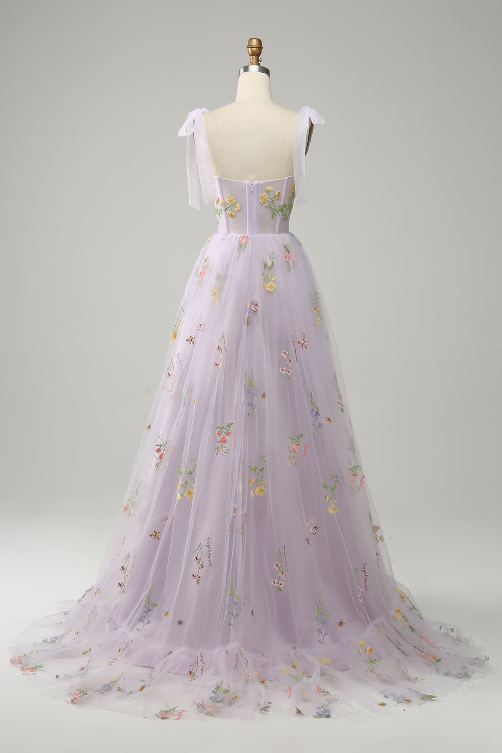 Black Embroidery Corset Long Prom Dress