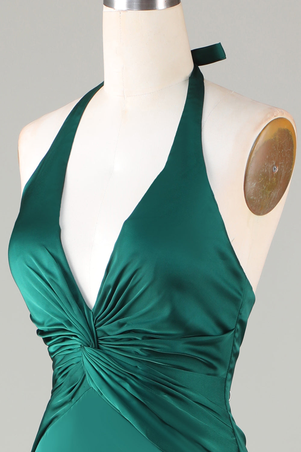 Burgundy Mermaid Halter Long Satin Bridesmaid Dress