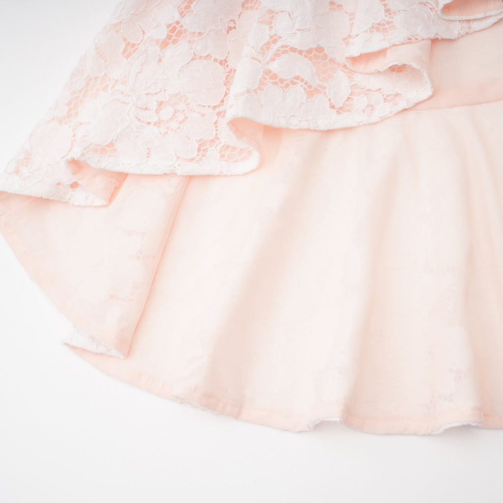 Zehra Beige Halterneck Tiered Lace Maxi Dress with Bow Detail