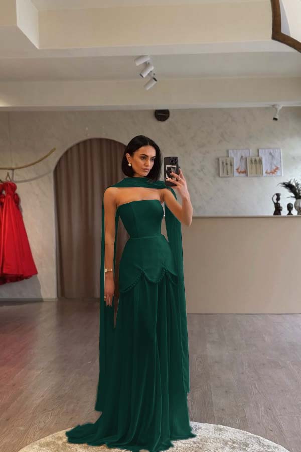 Glamorous White Satin Strapless Sleeveless Long Pleated Prom Dress with Beadings