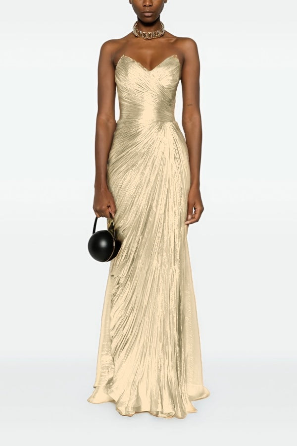 Gorgeous Sweetheart Sleeveless Long Prom Dress with Pleated