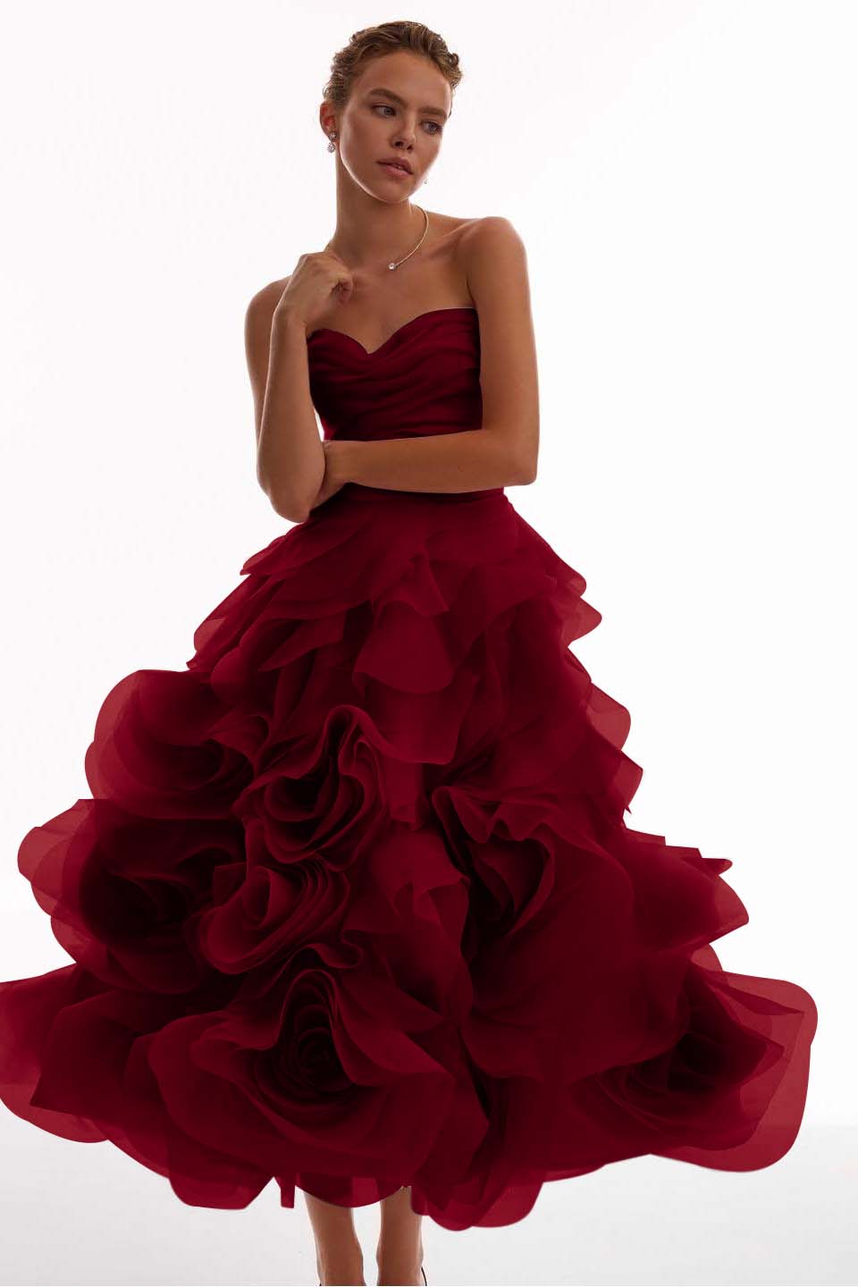 Glamorous Pink Sweetheart Floral Sleeveless Pleated Prom Dress