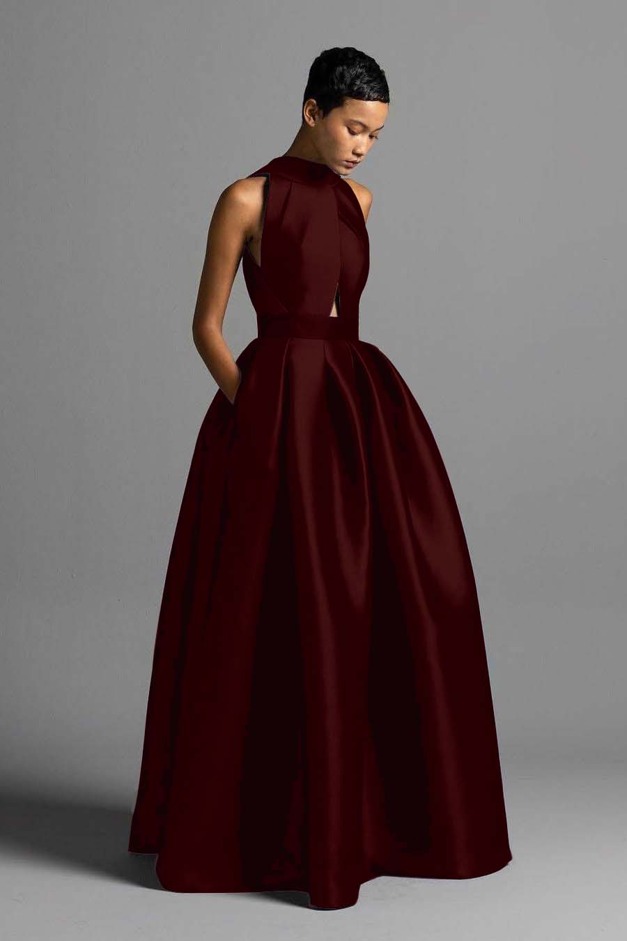 Exquisite Royal Blue Satin Halter Strapless Sleeveless A Line Prom Dress with Pleated