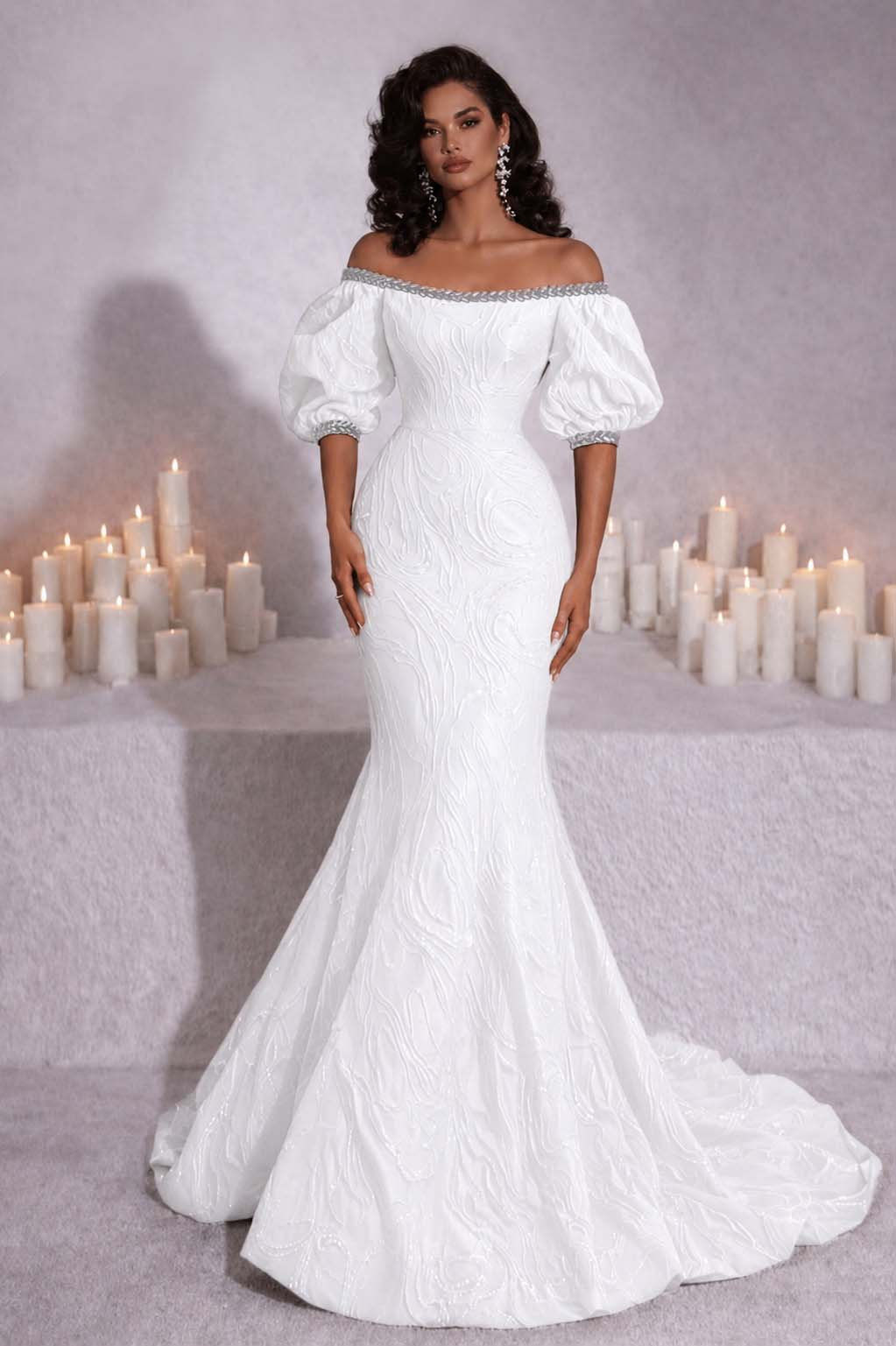 Stunning Black Strapless Off the Shoulder Bubble Sleeves Sweep Prom Dress