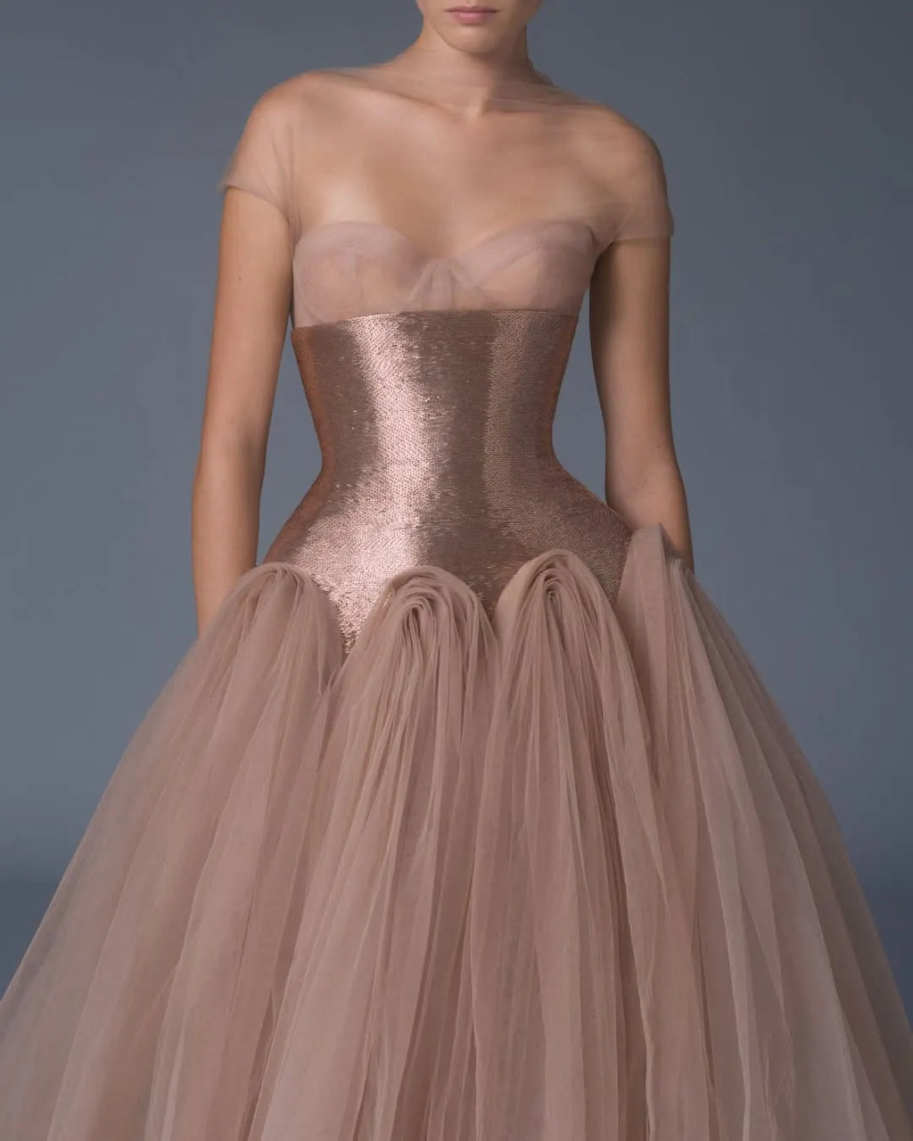 Stunning Dusty Rose Tulle Sleeveless Sweetheart Long Prom Dress with Corset